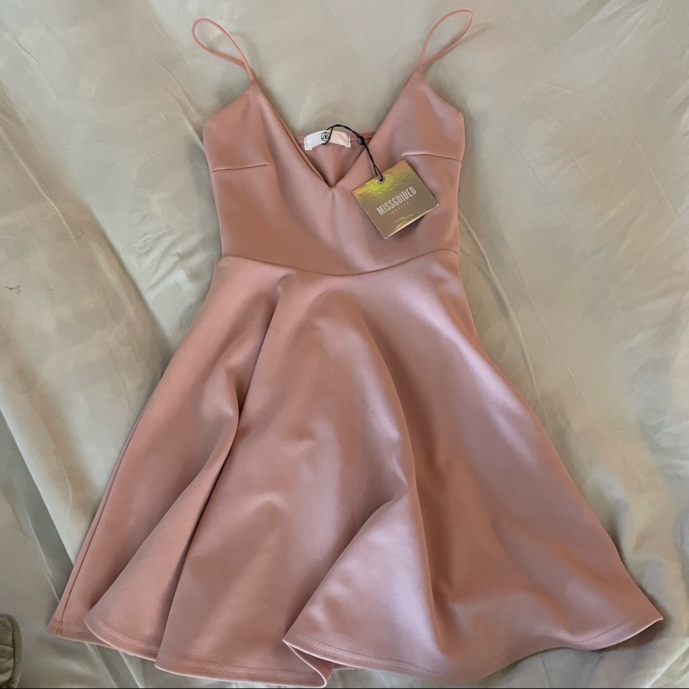 Missguided Pink Skater Mini Dress